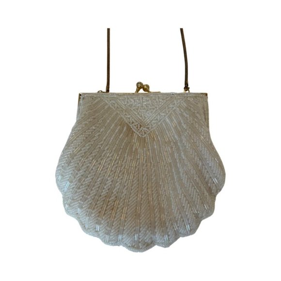 Beaded Scallop Creme Purse main image 0